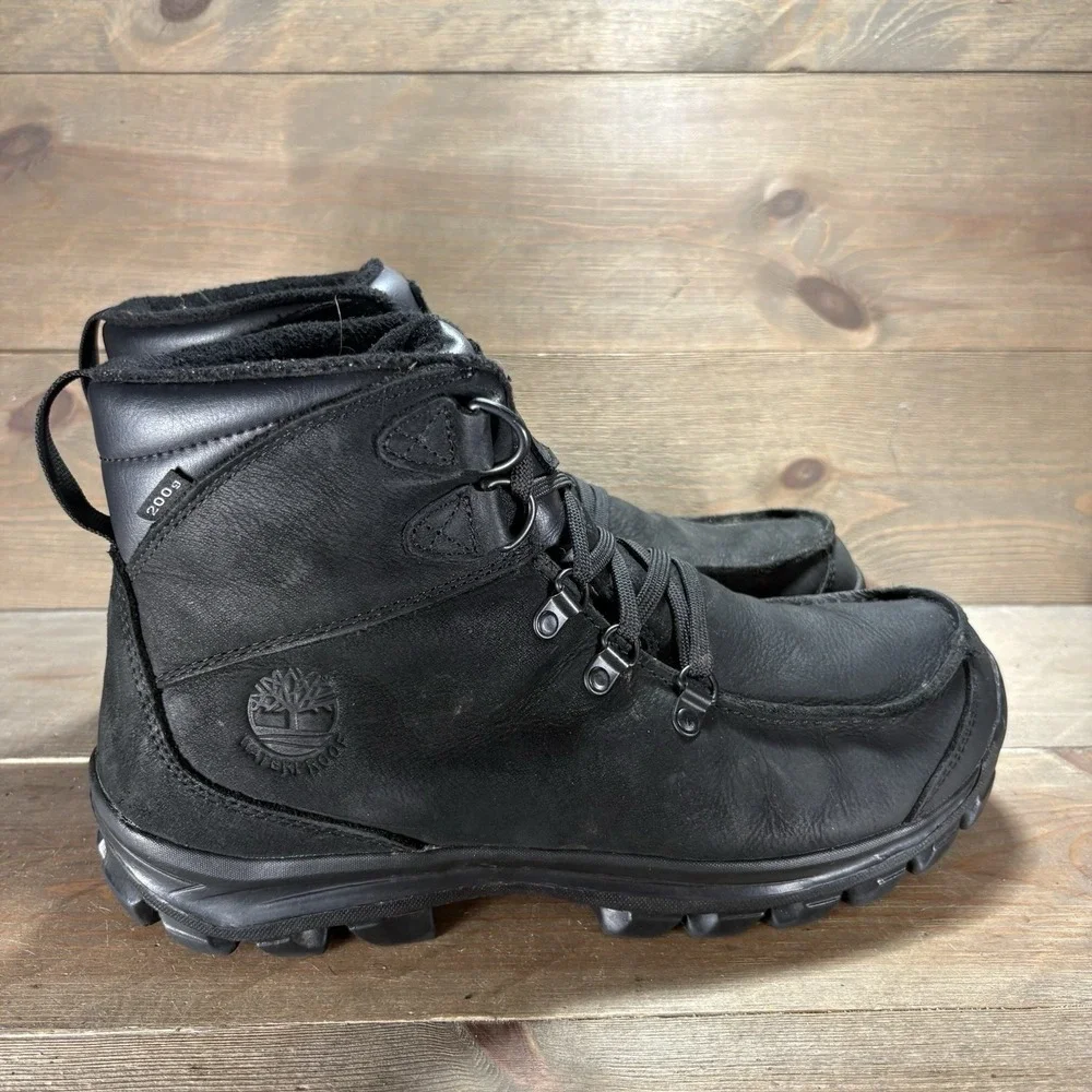 timberland chillberg mens size 9.5 shoes black leather waterproof snow boots